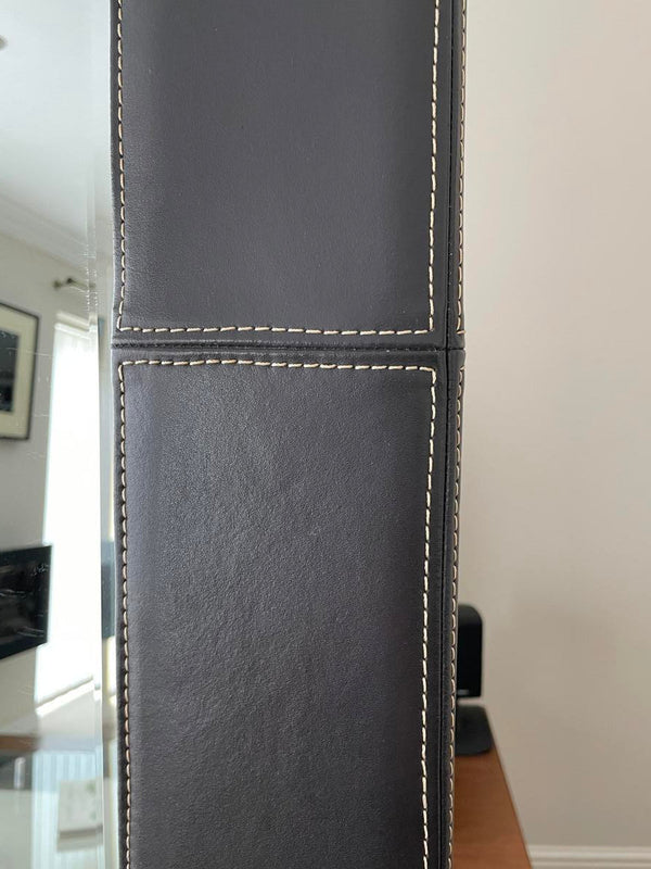 Leather framed bevelled mirror