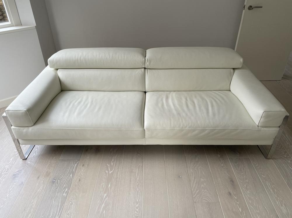 Pair of Calia Italia 3 Seater Sofas in White Leather