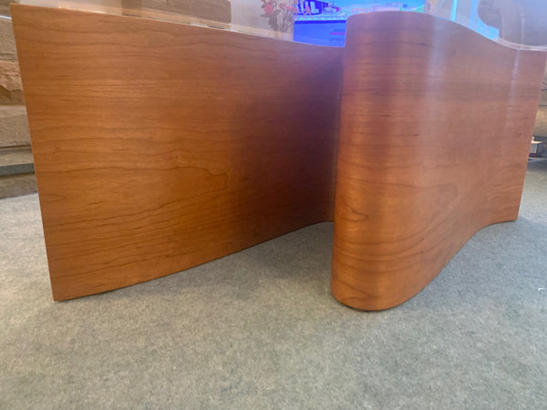 Serpent Cherry Wood & Glass Coffee Table