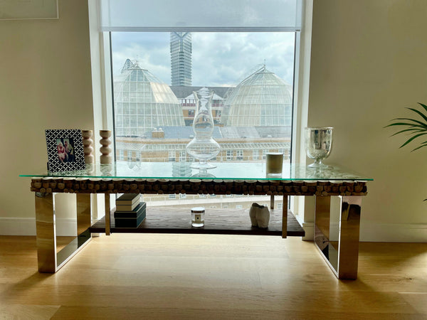 A Caspian Atlantic Driftwood and metal TV Unit table