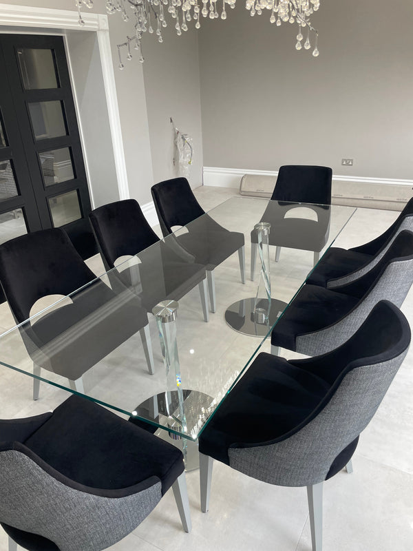 Tonelli Bakkarat glass crystal Dining table and chair set black & grey designer