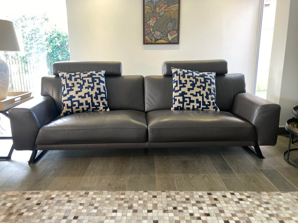 Roche Bobois Grey Leather Three Seater Sofa