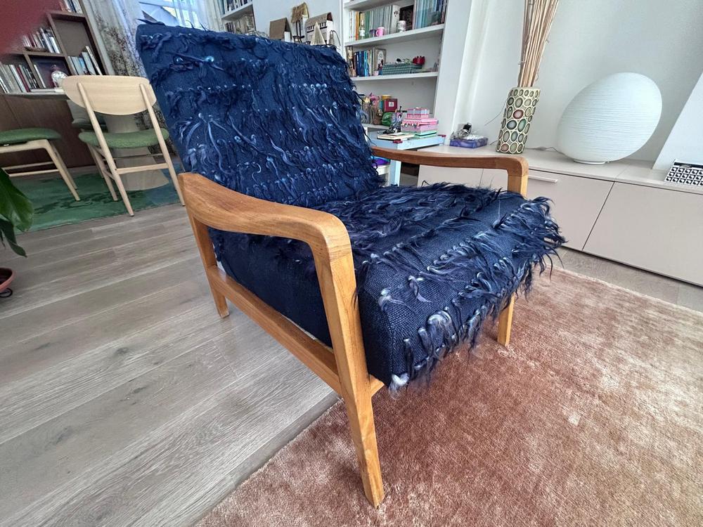 Navy Blue Anthropologie Armchair