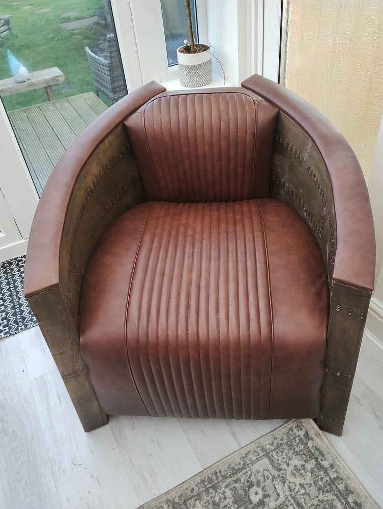 Aviator Hawker Antique Brass Vintage Distressed Leather Chair