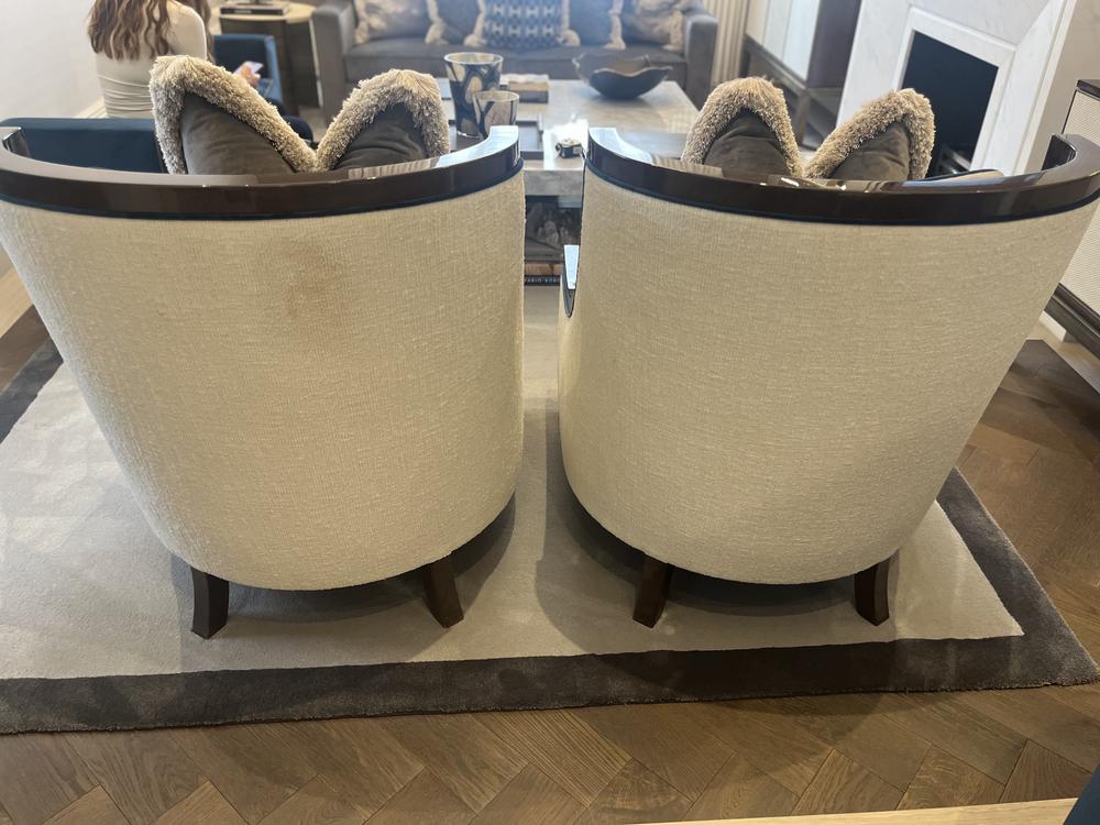 Pair of Bespoke Grey Velvet and Boule Arm Chairs