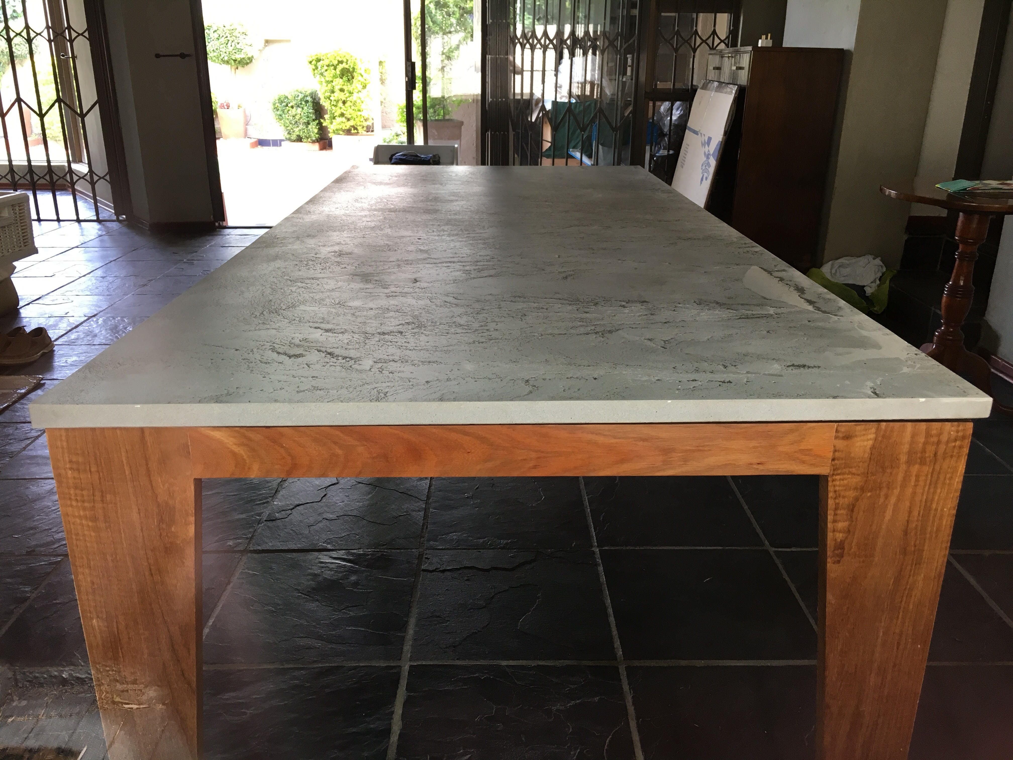 Dining Table - Inside & Outside, Concrete Top on Steel Base - Seats 8