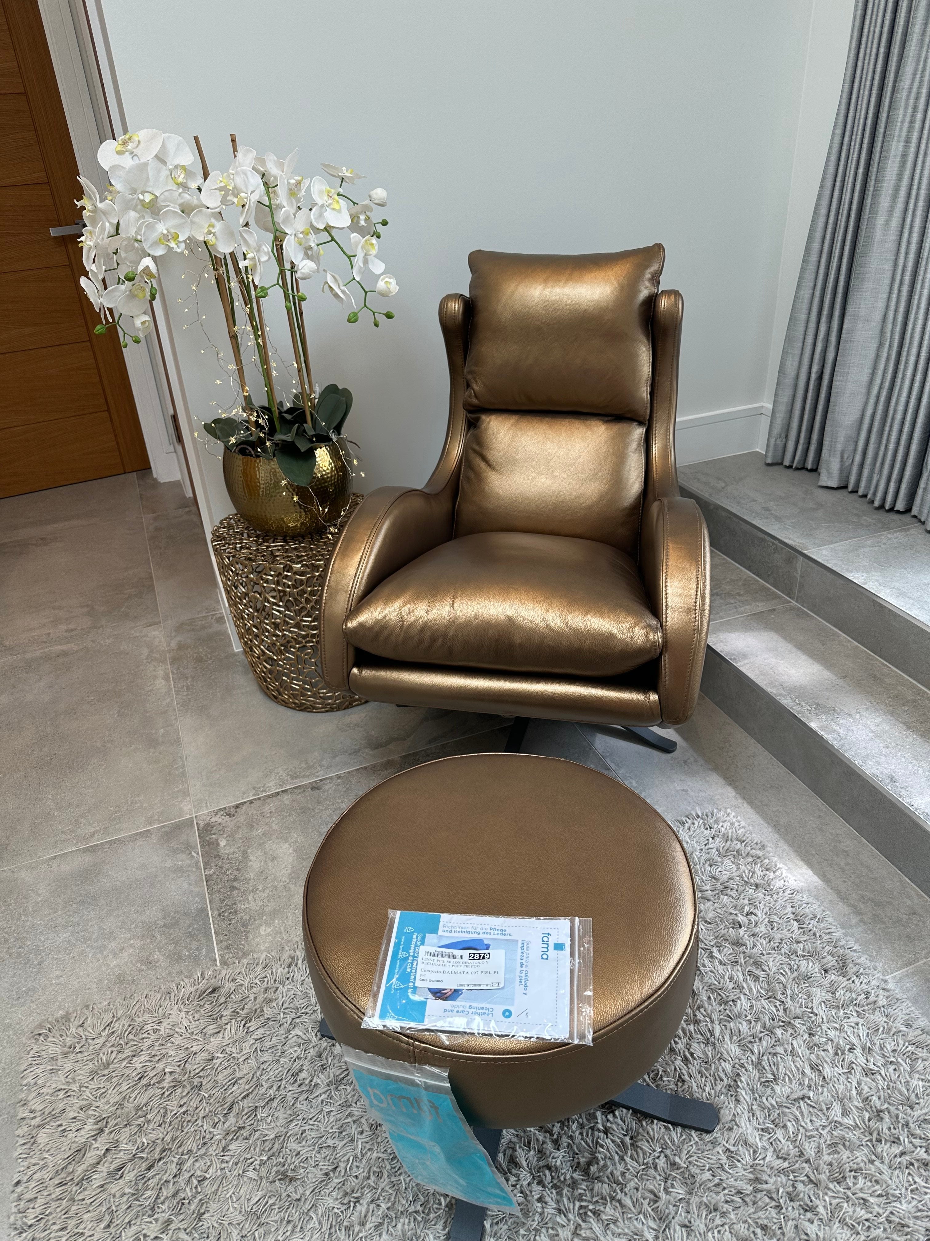 Fama Lenny Leather Chair and Footstool