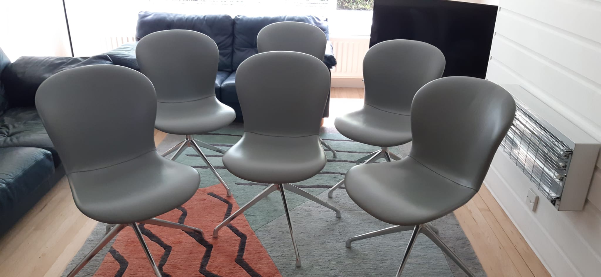 BoConcept Adelaide Grey Leather Dining Chairs x 6