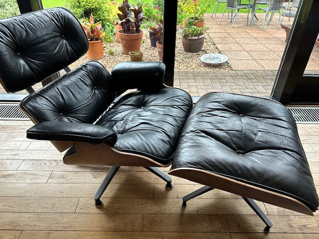 Charles and Ray Eames Lounge Chair and Ottoman made under licence by Herman Miller