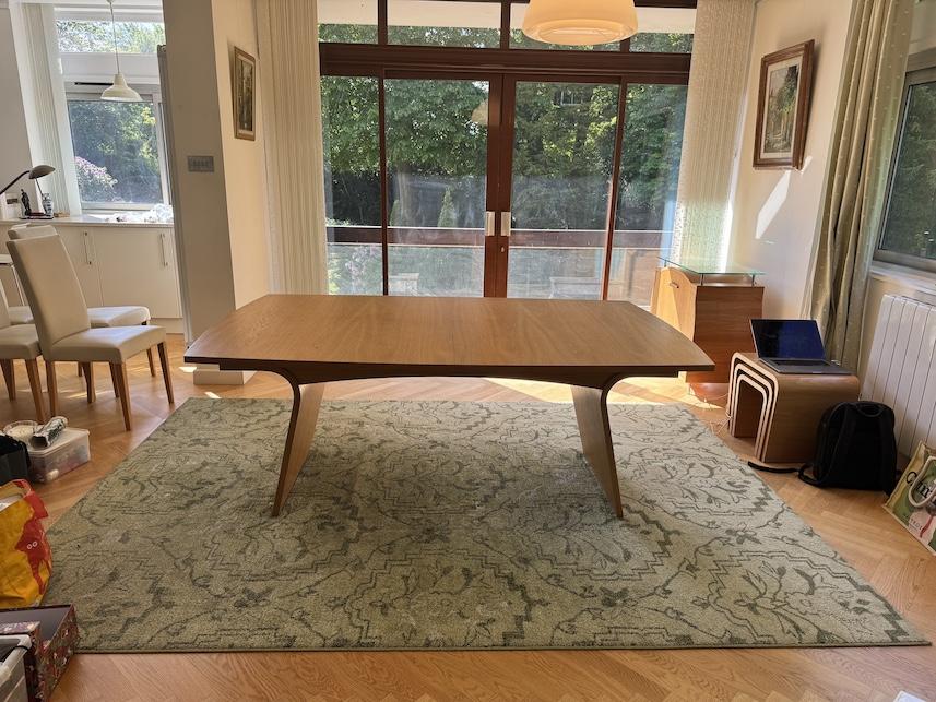 Large extending dining table by Tom Schneider (190 to 270cm extended length)