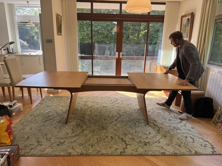 Large extending dining table by Tom Schneider (190 to 270cm extended length)