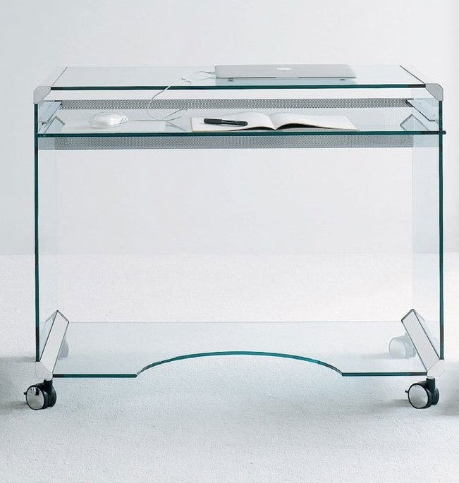 Glass and Chrome Desk by Gallotti & Radice