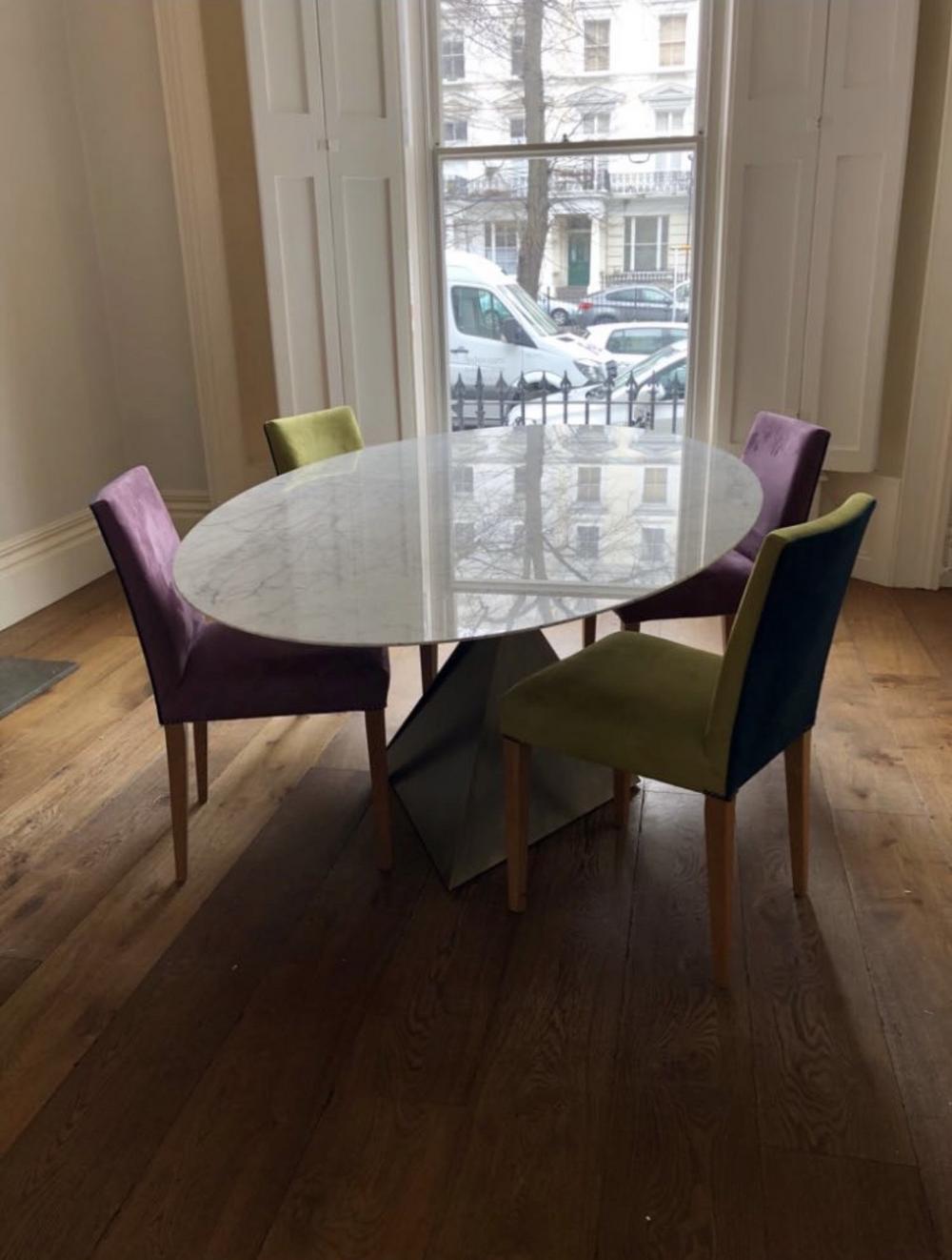 Oval Avebury Carrara Marble Dining Table by Tom Faulkner
