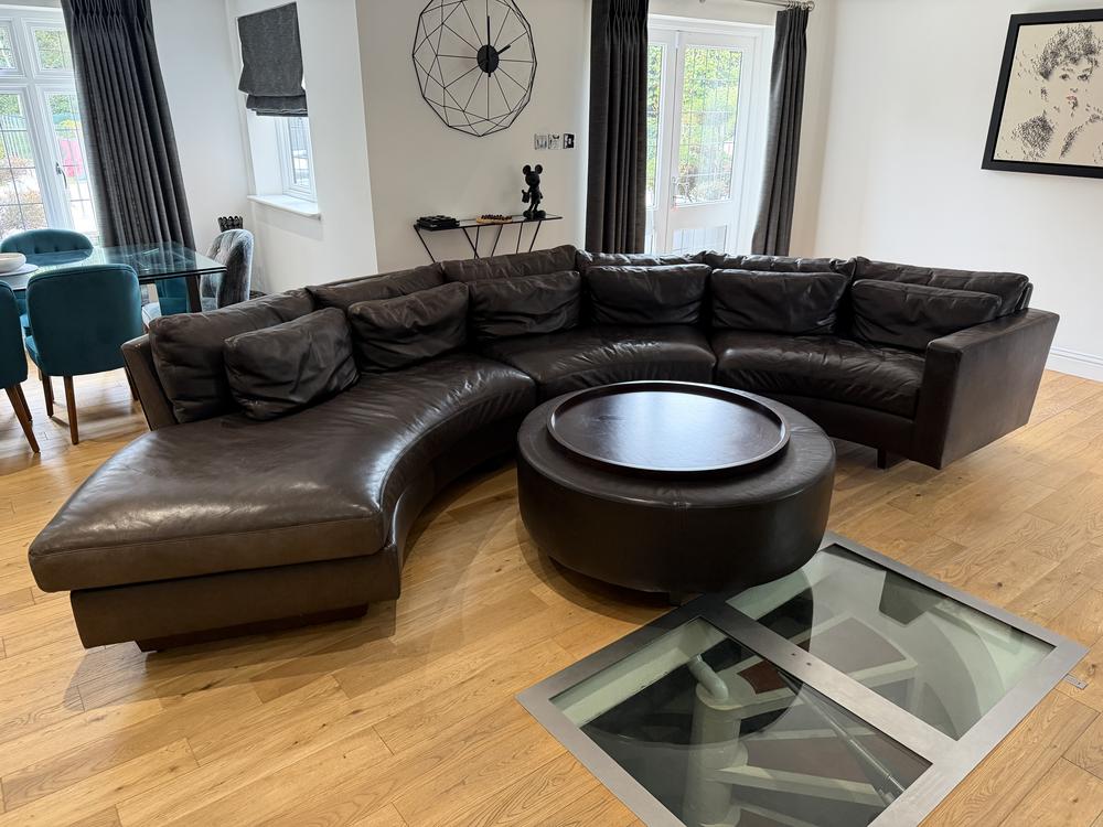 Thayer Coggin Sectional Curved Sofa and Ottoman
