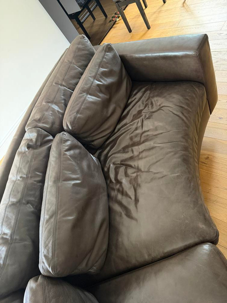 Thayer Coggin Sectional Curved Sofa and Ottoman