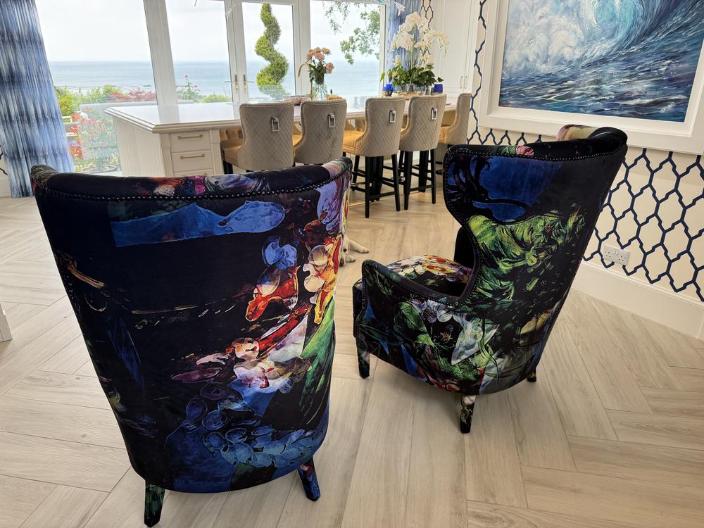 Timothy Oulton Manor Occasional Chairs (x2) Acid Jungle Fabricc