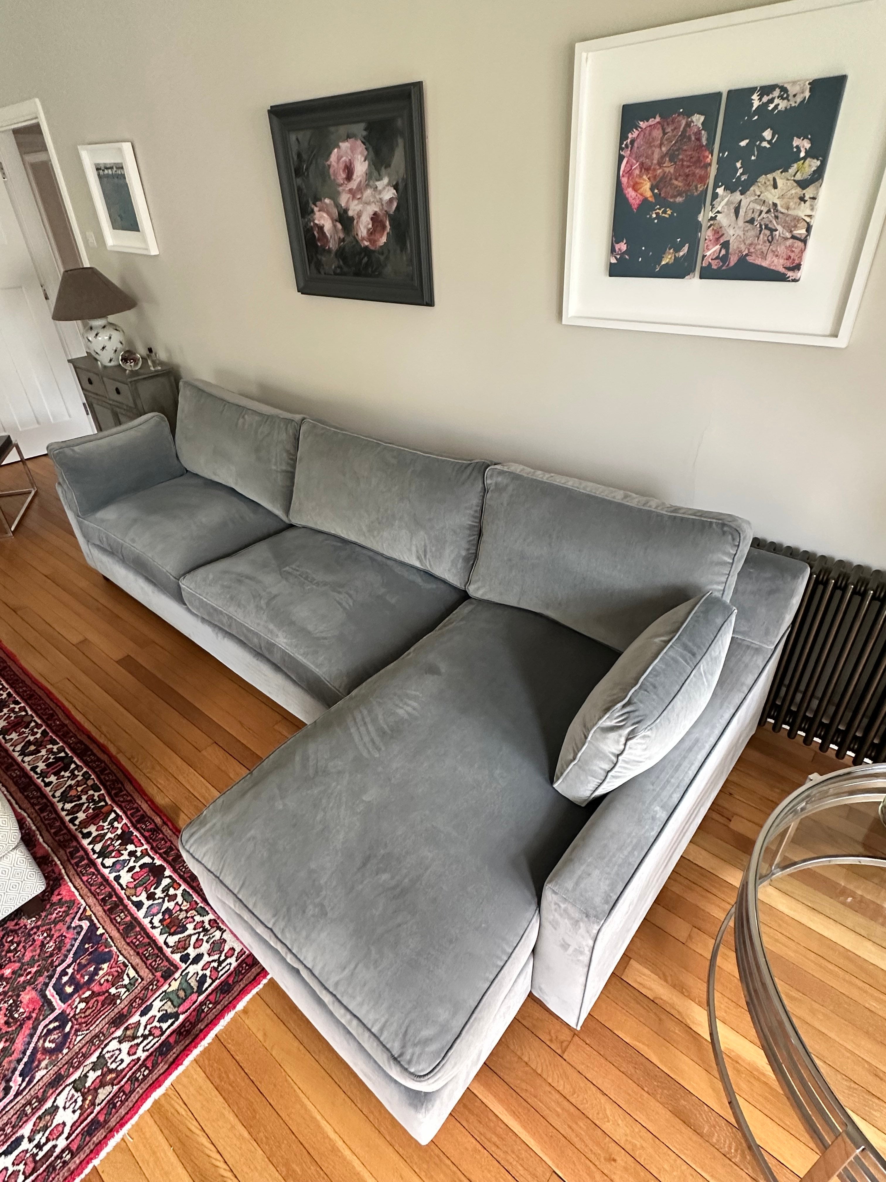 Wesley Barrell L-shaped Velvet Sofa