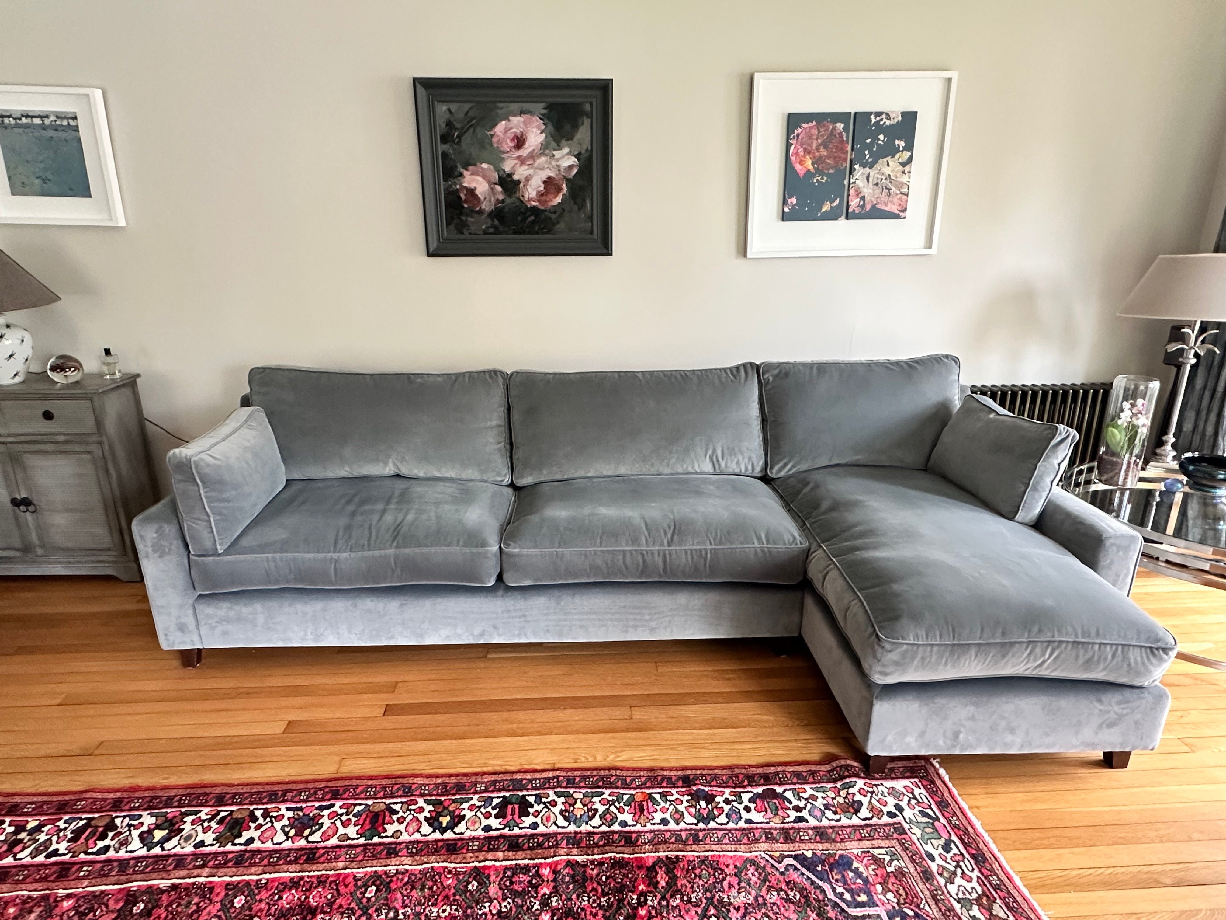 Wesley Barrell L-shaped Velvet Sofa