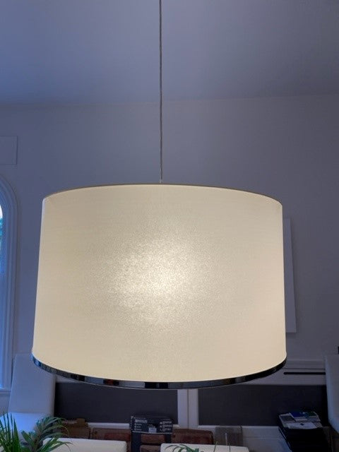 Pair of Maxalto Leukon Fabric Pendant Lamps in Beige Fabric