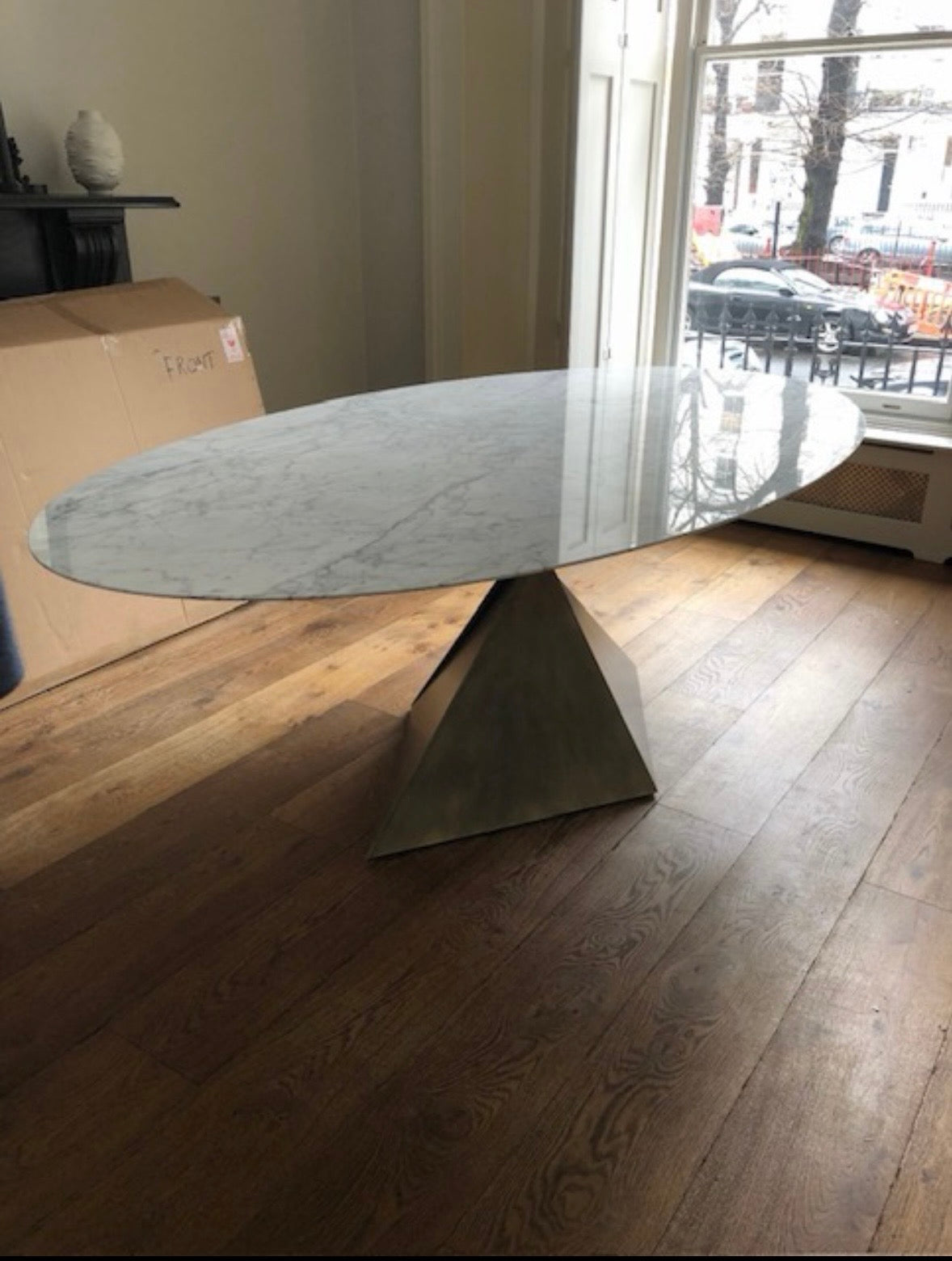 Oval Avebury Carrara Marble Dining Table by Tom Faulkner