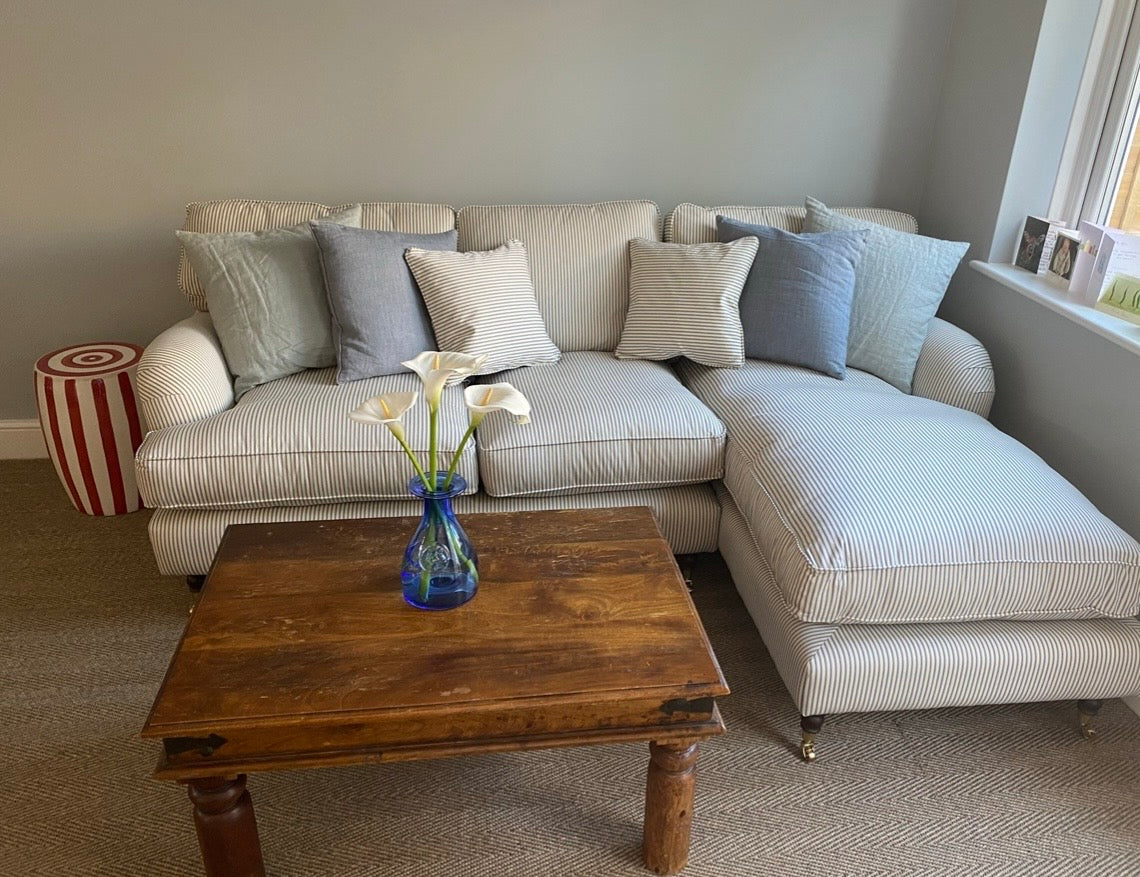 Corner Sofa from Sofas & Stuff in Ian Mankin fabric