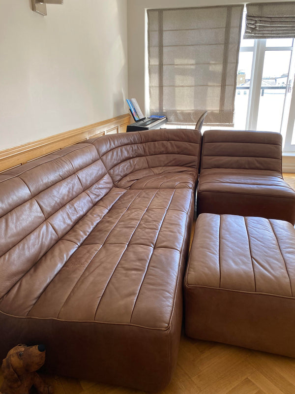 Timothy Oulton "shabby"  leather modular sofa
