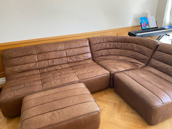 Timothy Oulton "shabby"  leather modular sofa