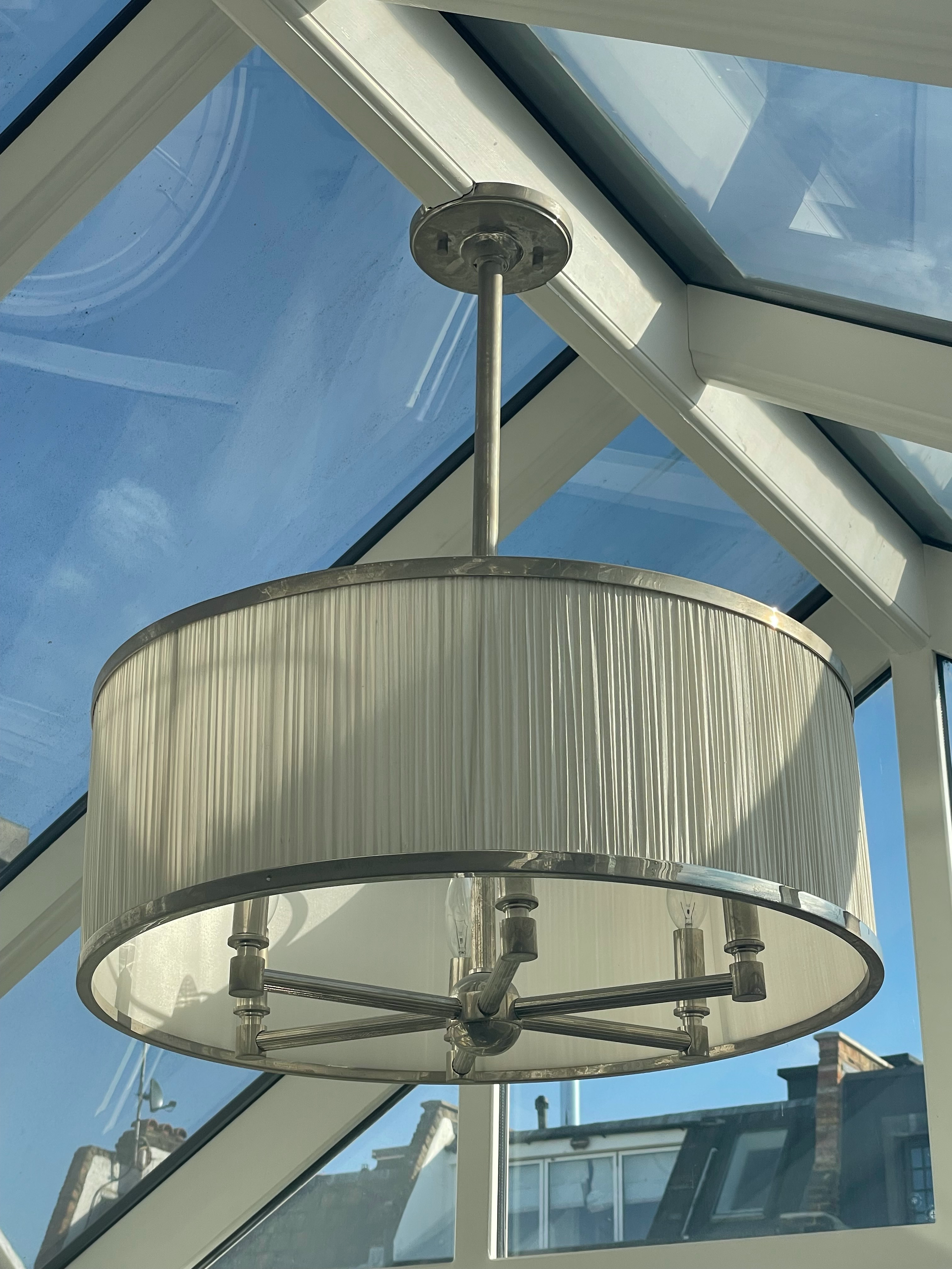 A Hudson Valley pleated silk pendant light