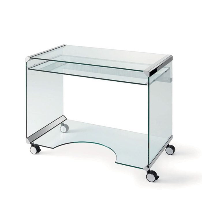 Glass and Chrome Desk by Gallotti & Radice